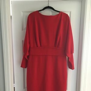 New York am& Company red long sleeve dress size large